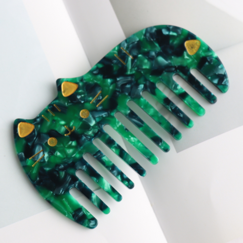 Cat Face Green Hair Comb