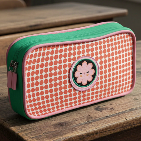Pencil case flower dots