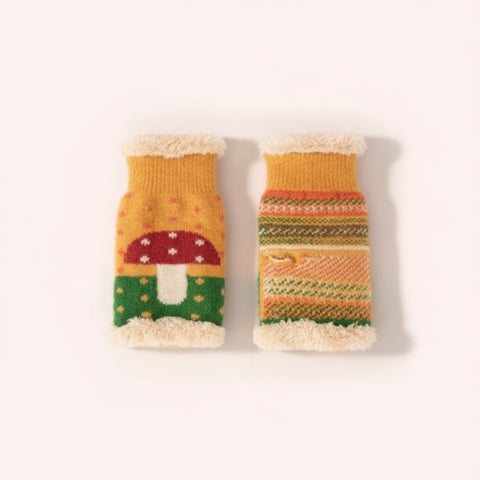 Kids Wrist Warmers with Toadstool (available in blue and yellow)