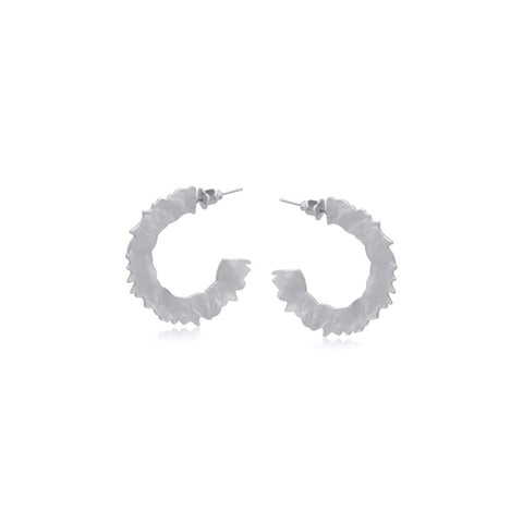 Gaya Rough Cut Matte Metal Earrings (Silver Colour)
