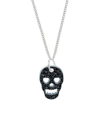 Skull Charm Pendant in Black Glitter by Tatty Devine