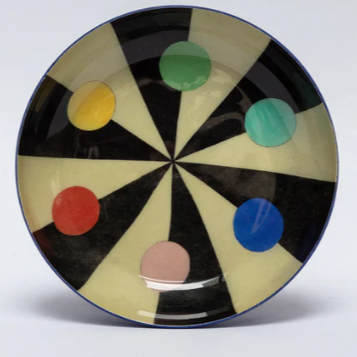 Small Black and White Benson's Hexagon Pin Round Tray