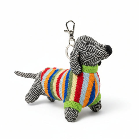 Tweed Sausage Dog Bag Charm