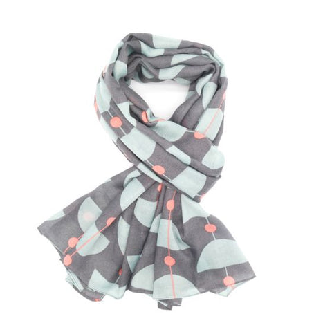 Retro Shapes Grey Scarf