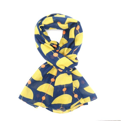 Retro Shapes Scarf Navy & Yellow