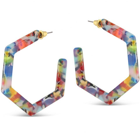 Scarlett Hexagon Resin Large Earrings Multi Colour