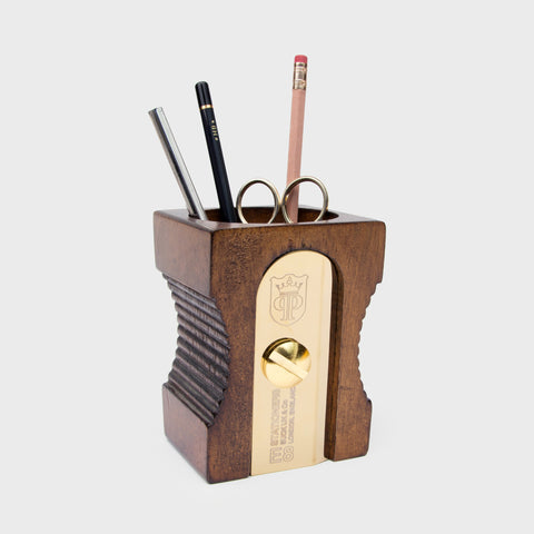 Dark Wood Sharpener Desk Tidy