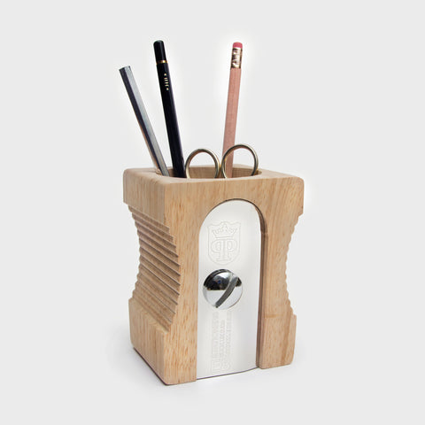 Light Wood Sharpener Desk Tidy