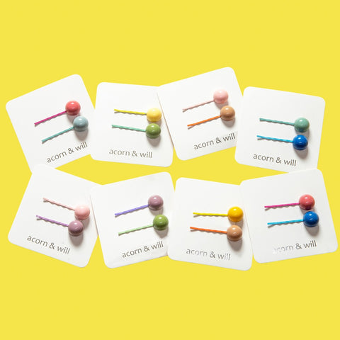 Dot Ball Hair Slides Set of 2 (Assorted Colours)