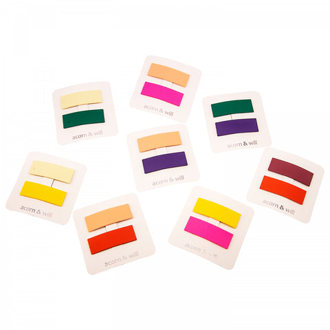 Colour Block Suede Effect Hair Clips Set of 2 (Assorted Colours)