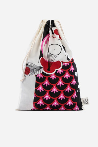 Black Elegant Fish Drawstring Bag